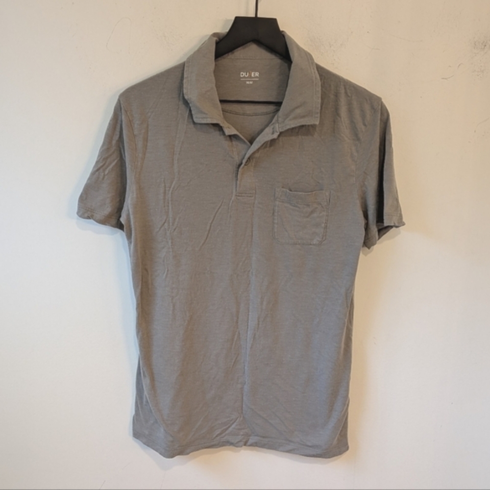 DU/ER Men's Grey Dura Soft Only Pima Cotton Tencel Lyocell Polo Size Medium